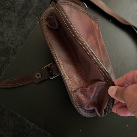 Dark brown leather over the shoulder bag - Picture 6 of 7